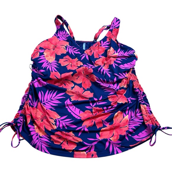 Lands’ End Bra Size Underwire Tankini Top Floral Tropical - Size 16 DDD - Picture 1 of 8